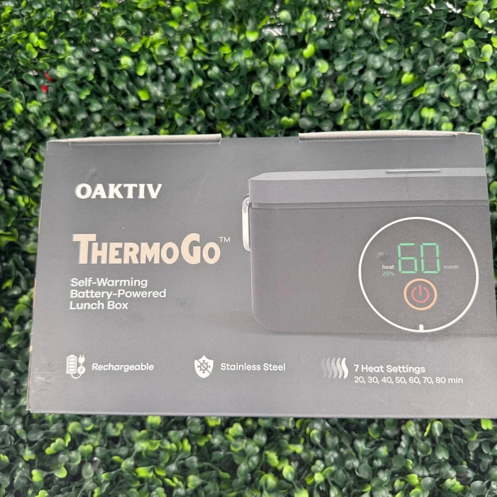 OAKTIV ThermoGo Self-Warming Battery Powered Lunch Box Black 20k-mAh OT-TRMG-BLK